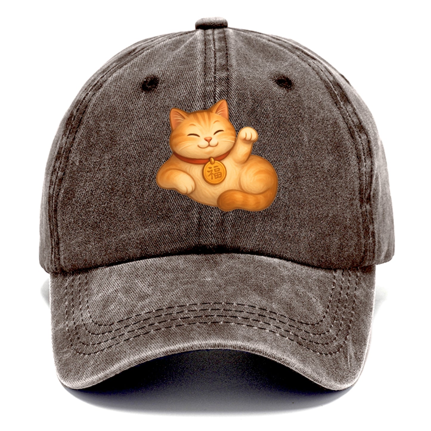 Maneki Neko Pose - Classic Cap - Brown