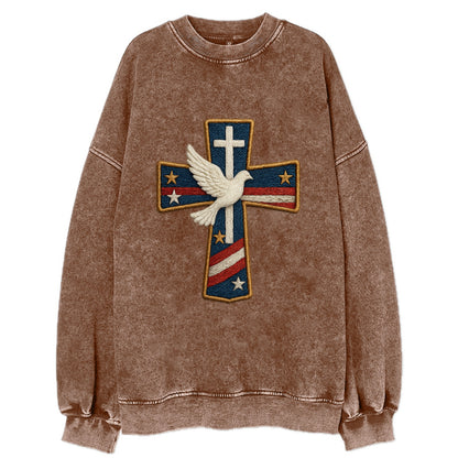 Dove and Cross  - Vintage Sweatshirt - Brown