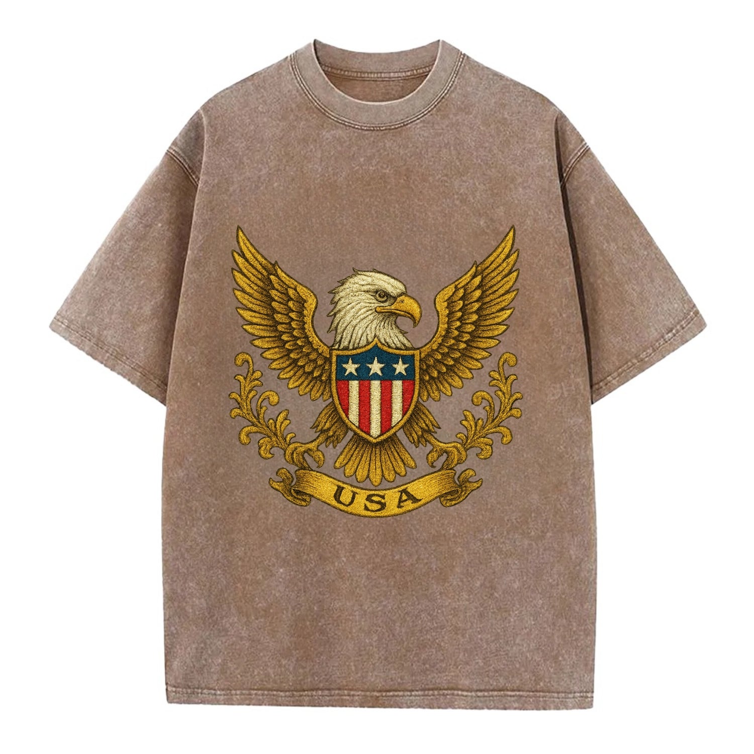 Usa Heritage Eagle 2 - Vintage T-shirt - Brown