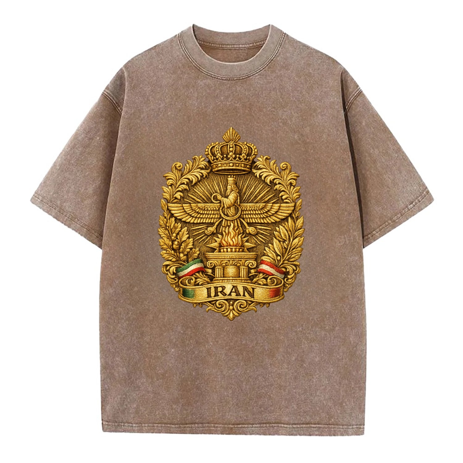 Iran Fire Temple Emblem - Vintage T-shirt - Brown