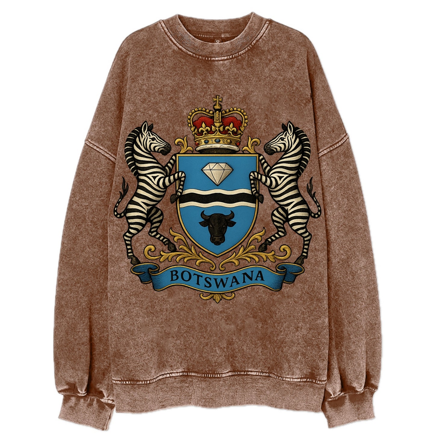 Botswana Heritage Badge  - Vintage Sweatshirt - Brown