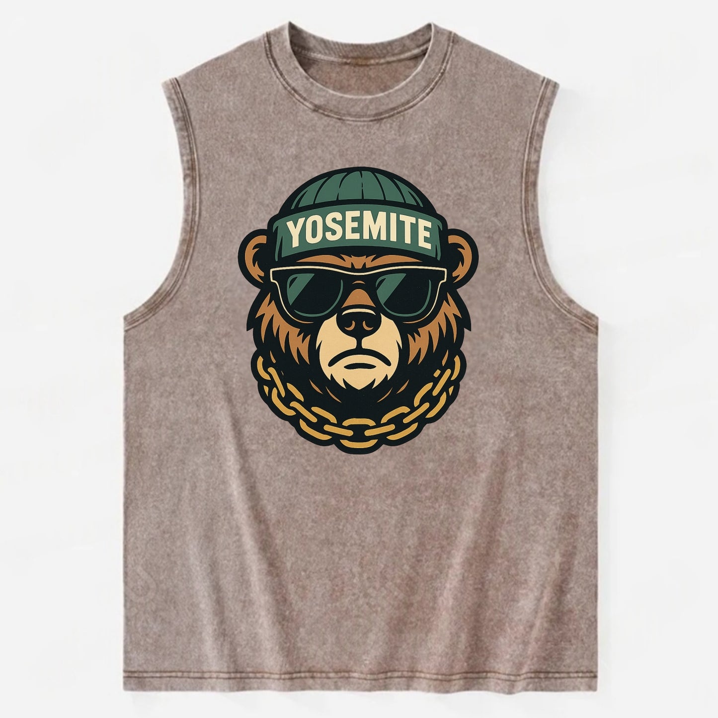 Yosemite Bear - Vintage Washed Tank - Brown