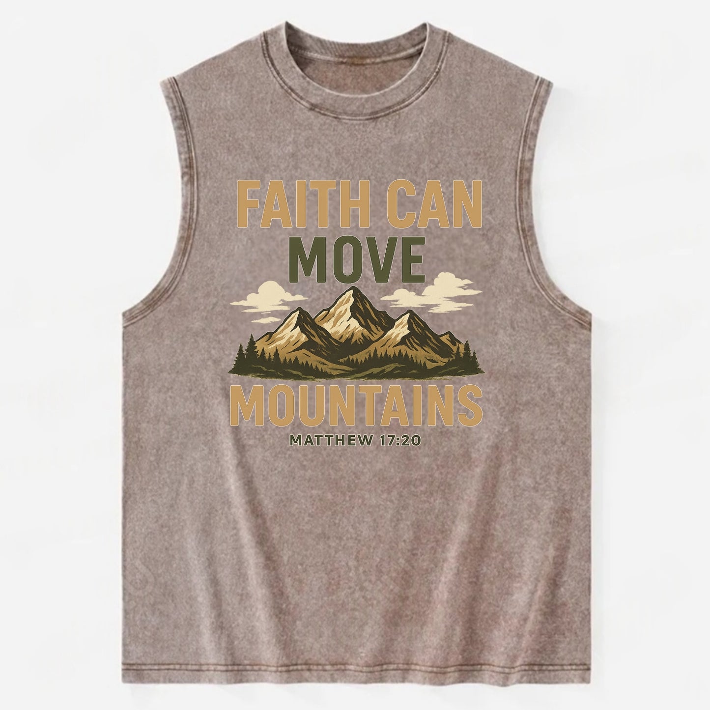 Matthew 17:20 Mountains - Vintage Washed Tank - Brown