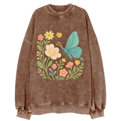 Mint Night Butterfly - Vintage Sweatshirt - Brown