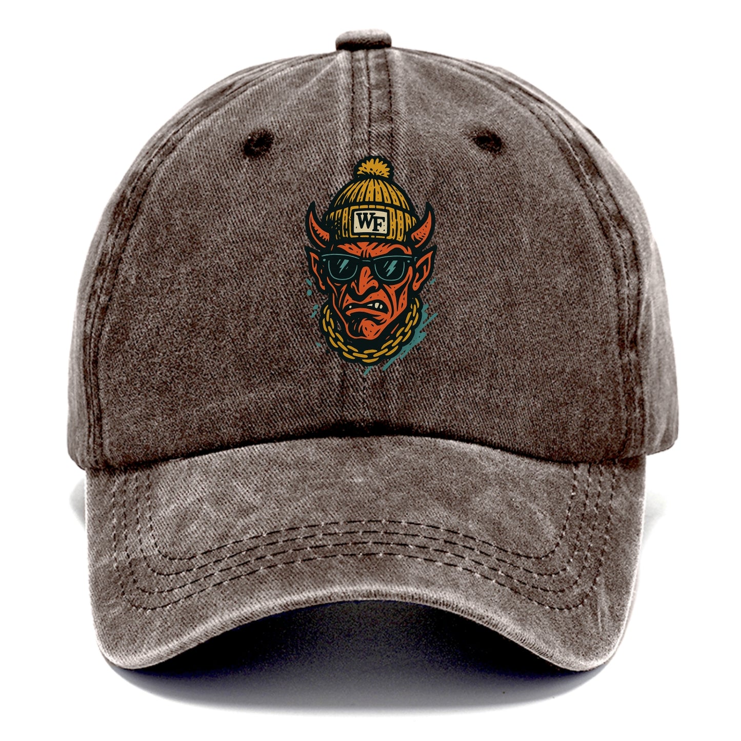 Winston-Salem Demon wearing Wake Forest beanie with WF patch - Classic Cap - Brown