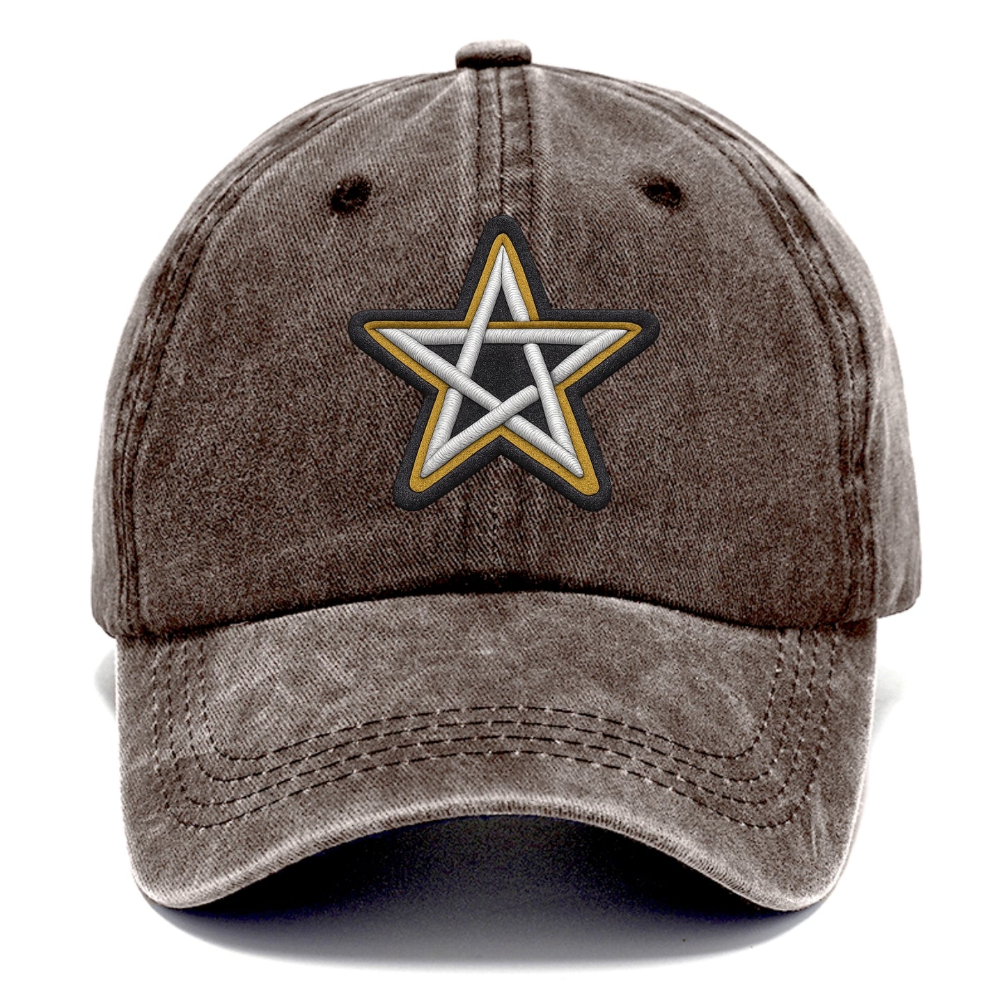 PENTAGRAM STAR - five point star in silver , protection - Classic Cap - Brown