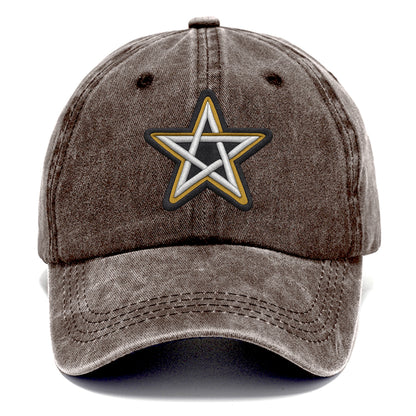 PENTAGRAM STAR - five point star in silver , protection - Classic Cap - Brown
