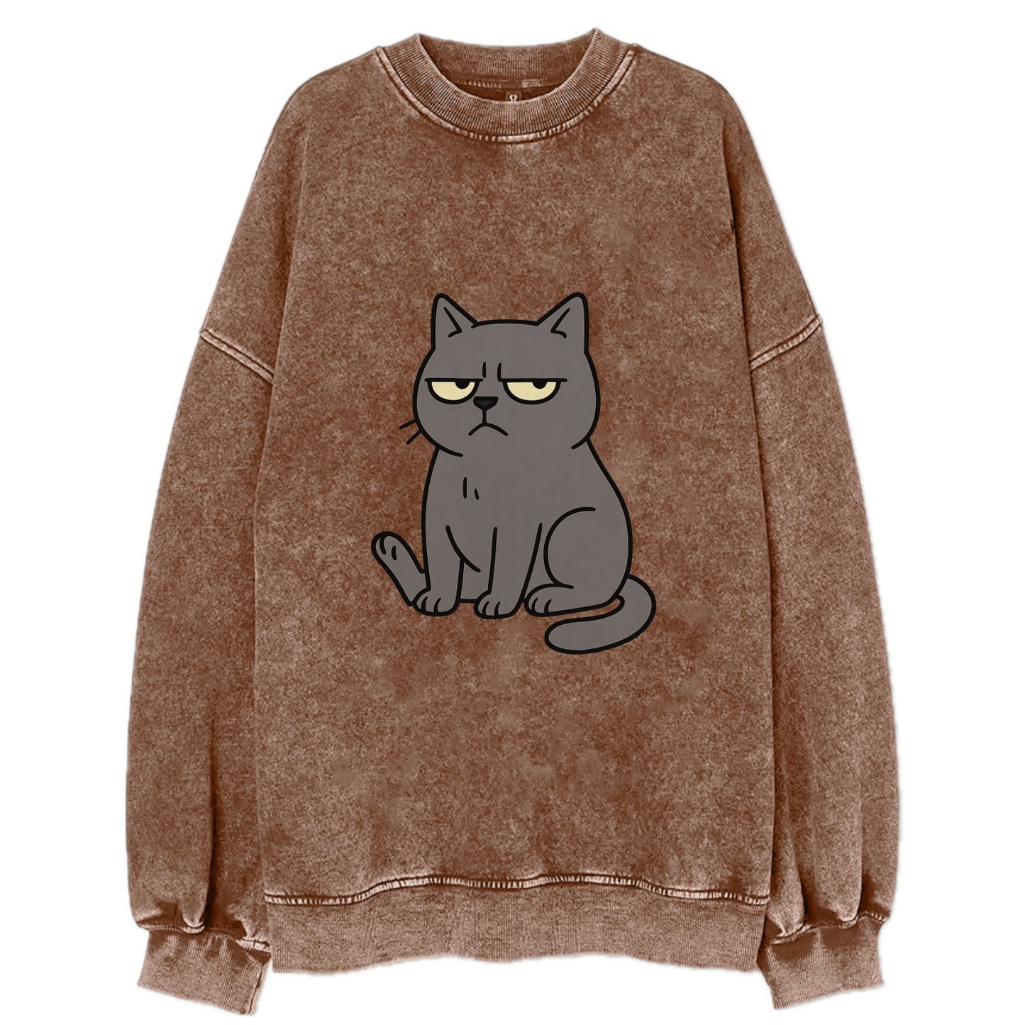 The Cat Judging Silently - Vintage Sweatshirt - Brown