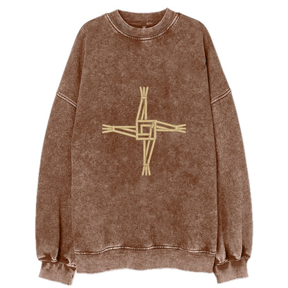 Saint Brigid's Cross  - Vintage Sweatshirt - Brown