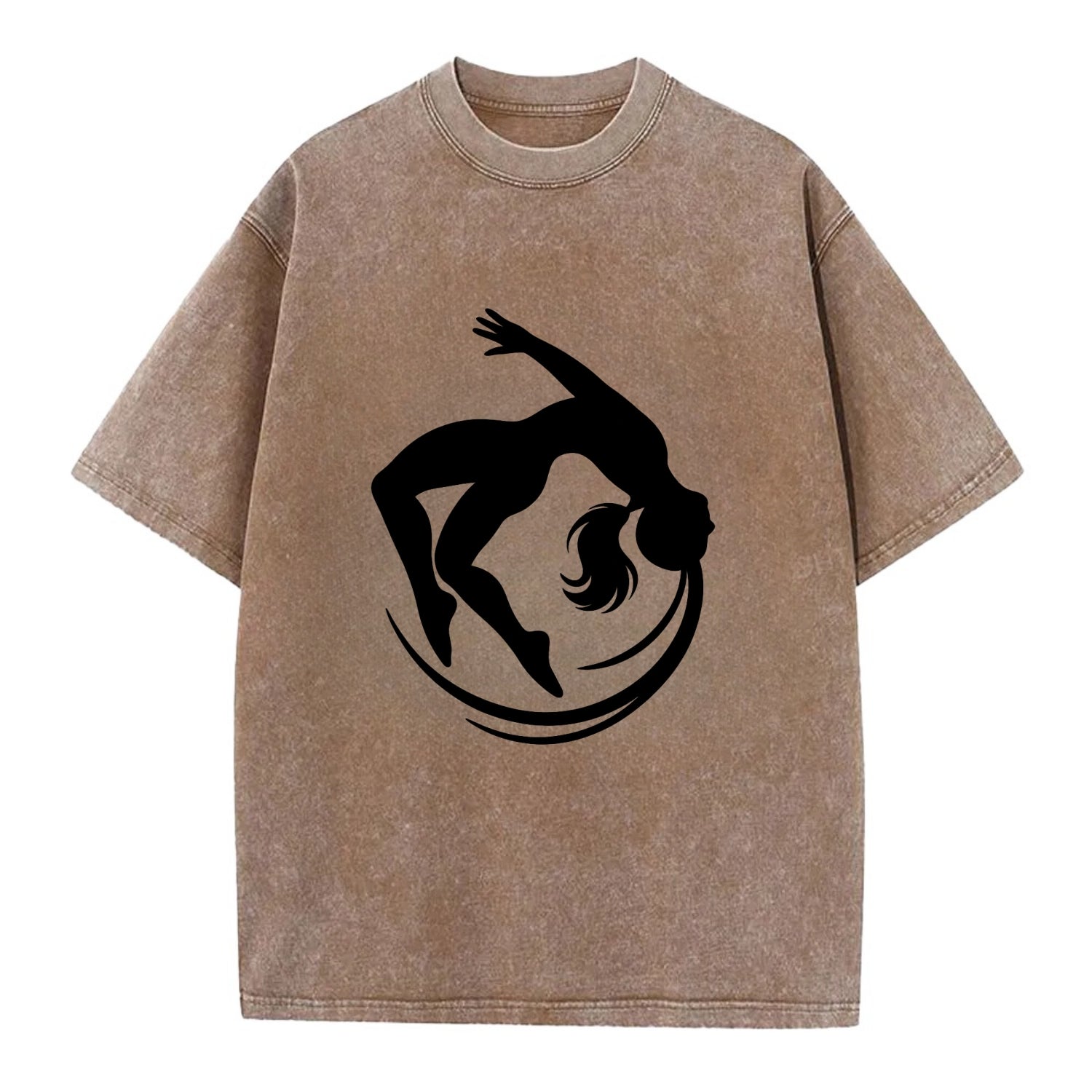 Gymnast mid-backflip rotation - Vintage T-shirt - Brown
