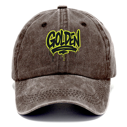 Bold typography design - "GOLDEN" - precious, valuable, excellent - Classic Cap - Brown