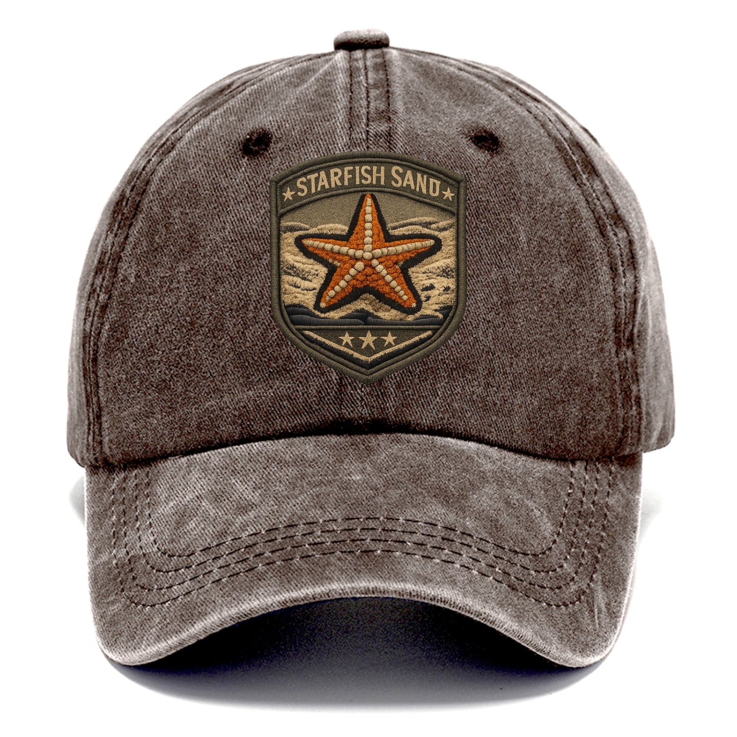 STARFISH SAND - sea star in orange and tan , beachcomber - Classic Cap - Brown
