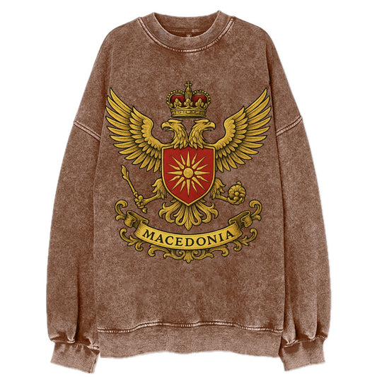 Macedonia Heritage Badge  - Vintage Sweatshirt - Brown
