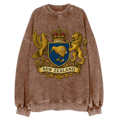 New Zealand Heritage Badge  - Vintage Sweatshirt - Brown