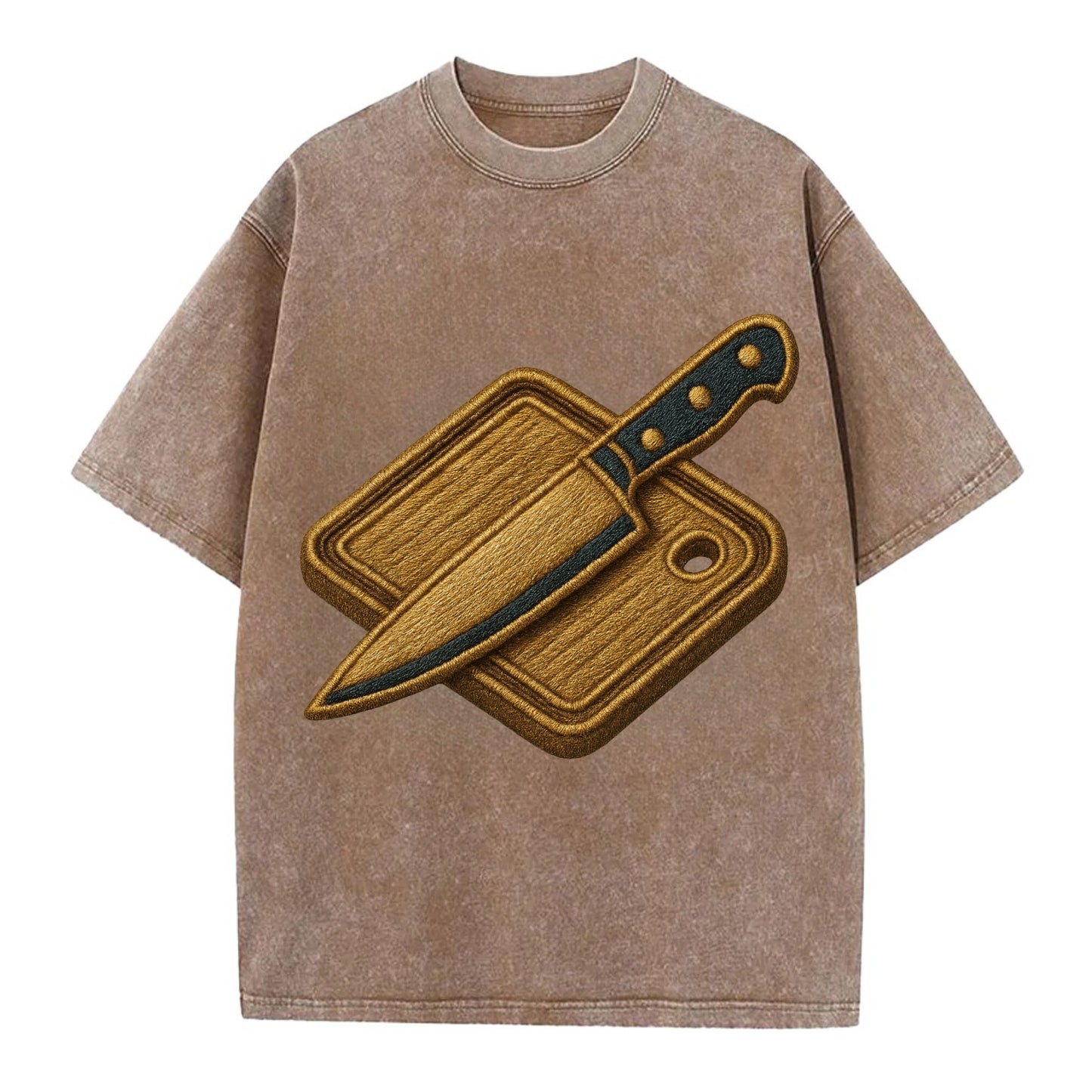 Chef knife with cutting board - culinary enthusiast - Vintage T-shirt - Brown