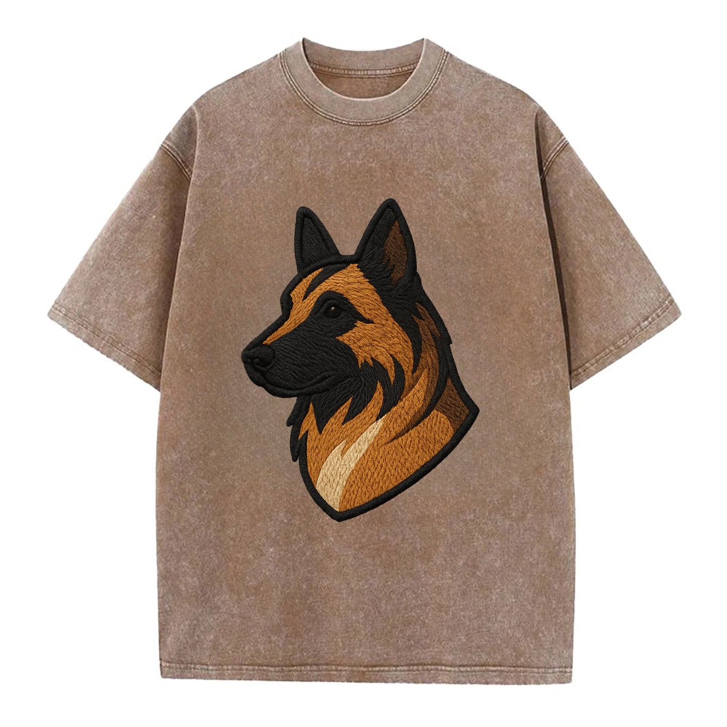Belgian Tervuren - Fawn with black overlay embroidered design - Vintage T-shirt - Brown