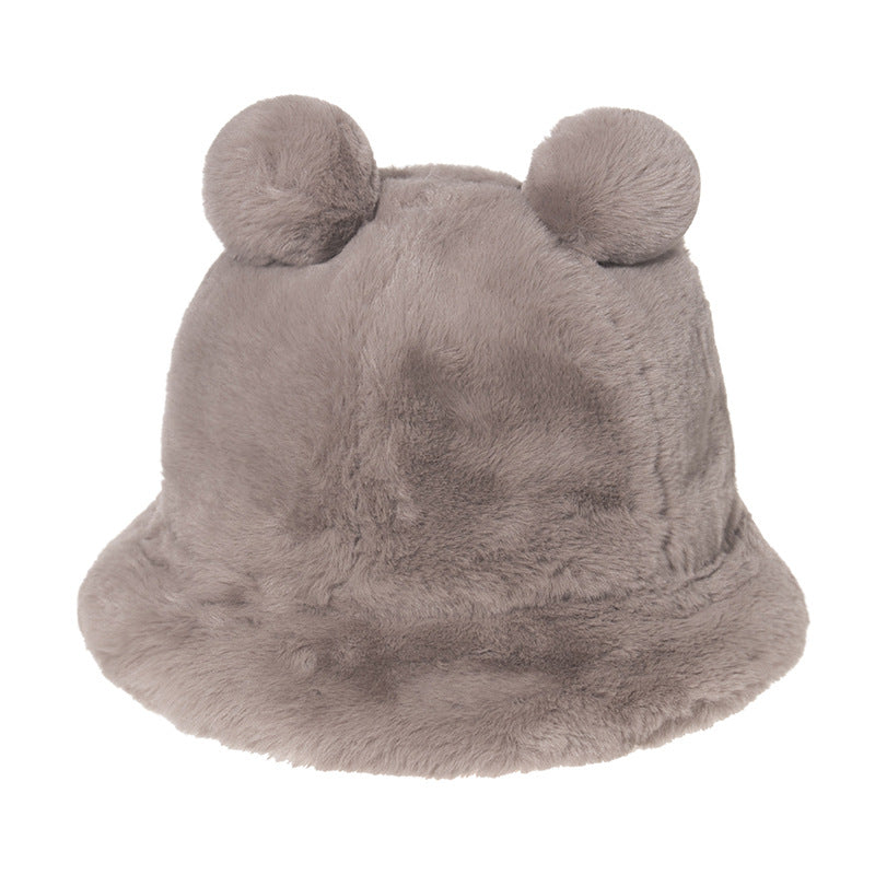Cozy Bear Ear Plush Bucket Hat