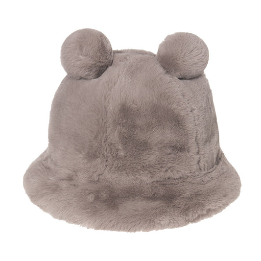 Cozy Bear Ear Plush Bucket Hat