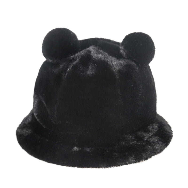 Cozy Bear Ear Plush Bucket Hat