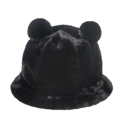 Cozy Bear Ear Plush Bucket Hat