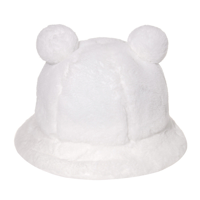 Cozy Bear Ear Plush Bucket Hat