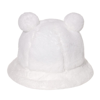 Cozy Bear Ear Plush Bucket Hat