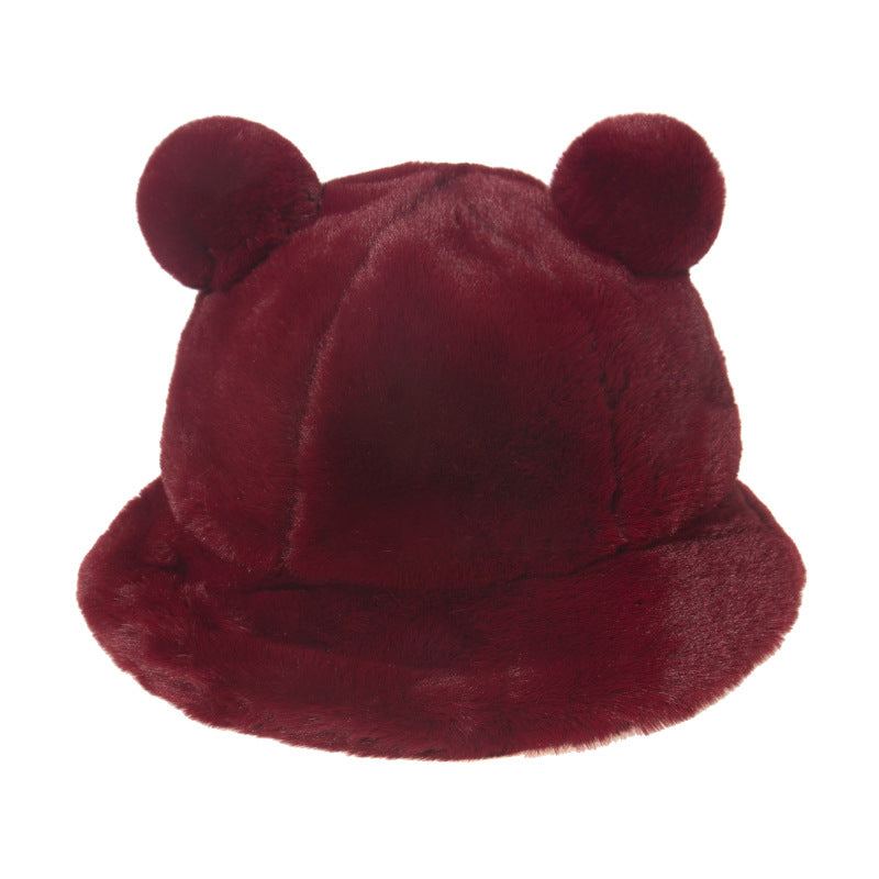 Cozy Bear Ear Plush Bucket Hat