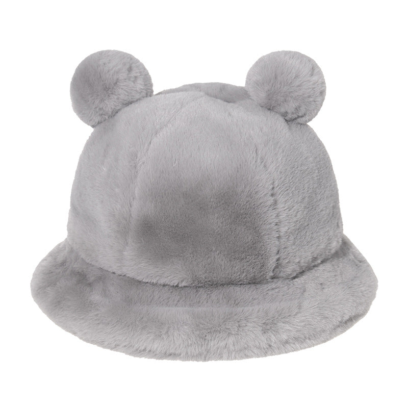 Cozy Bear Ear Plush Bucket Hat