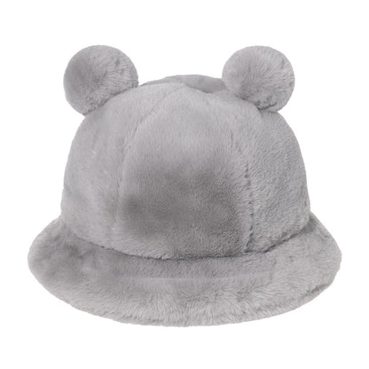 Cozy Bear Ear Plush Bucket Hat