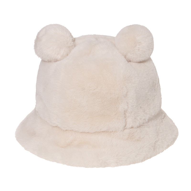 Cozy Bear Ear Plush Bucket Hat