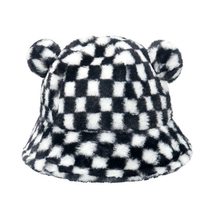 Cozy Bear Ear Plush Bucket Hat