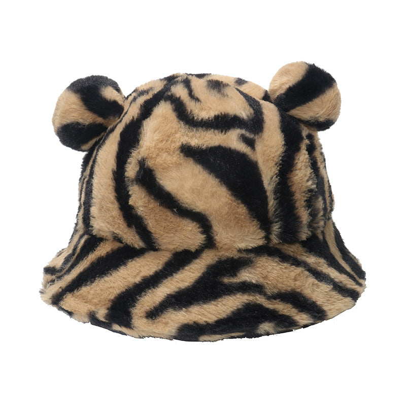 Cozy Bear Ear Plush Bucket Hat