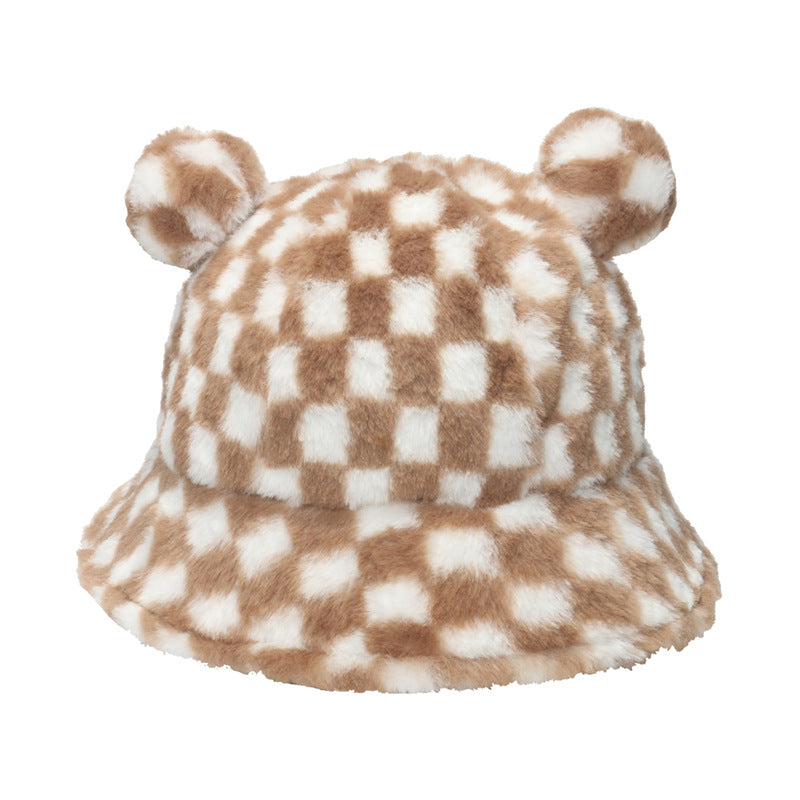 Cozy Bear Ear Plush Bucket Hat