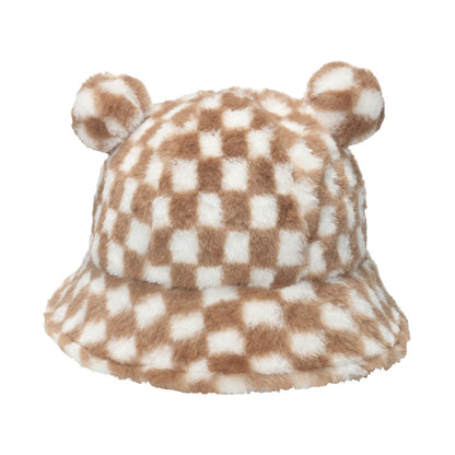 Cozy Bear Ear Plush Bucket Hat