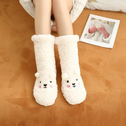Cozy Bear Plush Velvet Socks - Warm & Cute Winter Sleepwear
