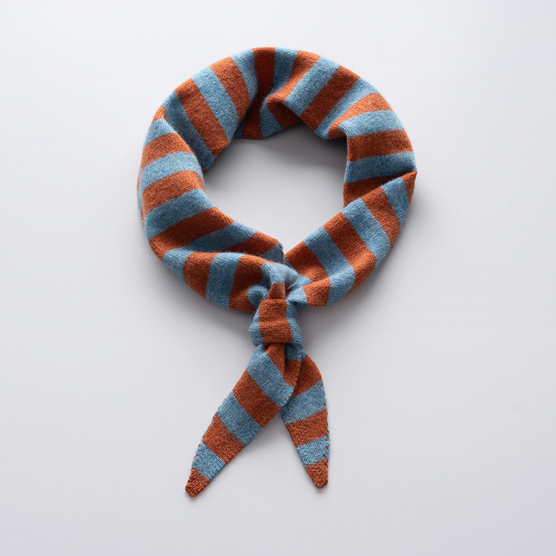 Cozy Cashmere Blend Striped Triangle Scarf
