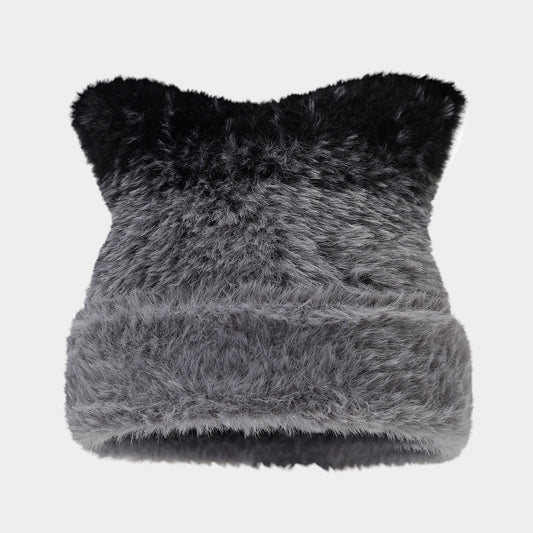 Cute Cat Ear Gradient Beanie - Cozy Knit Hat