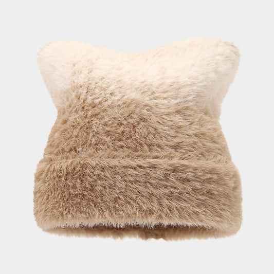 Cute Cat Ear Gradient Beanie - Cozy Knit Hat for Women