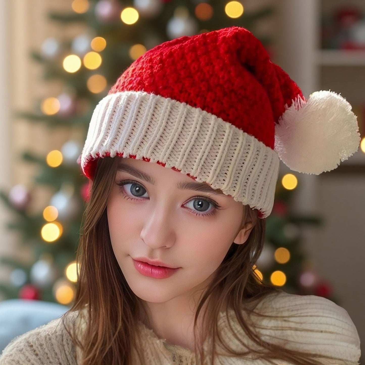 Cozy Christmas Knit Hat for Mom & Baby