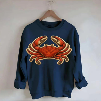 CRAB CLAWS - red crab in scarlet and orange , seafood - Crewneck Sweatshirt