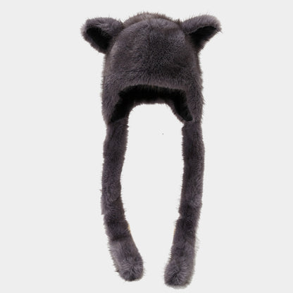 Cute Fox Ear Beanie with Braids - Cozy Winter Hat