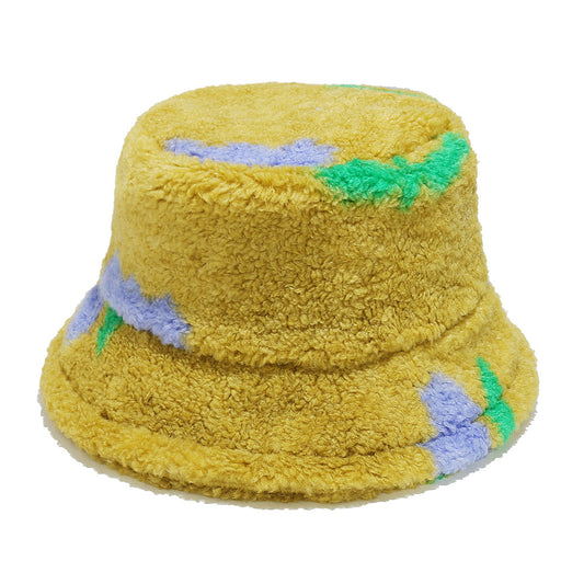 Cozy Floral Fleece Bucket Hat - Winter Warmth