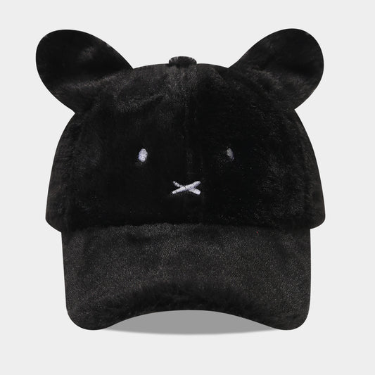 Cute Faux Rabbit Fur Baseball Cap with Ears