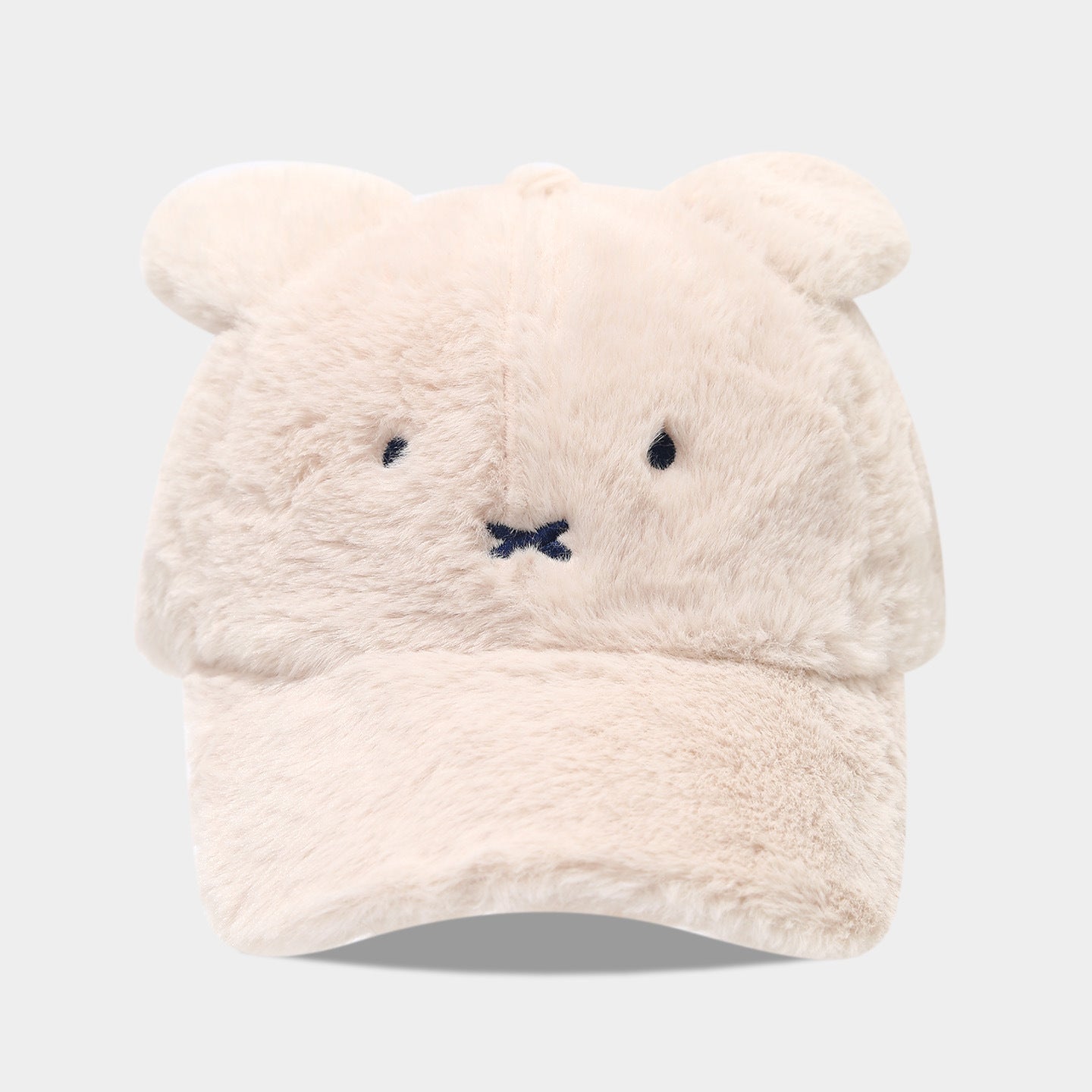 Cute Faux Rabbit Fur Baseball Cap with Ears