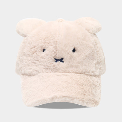 Cute Faux Rabbit Fur Baseball Cap with Ears