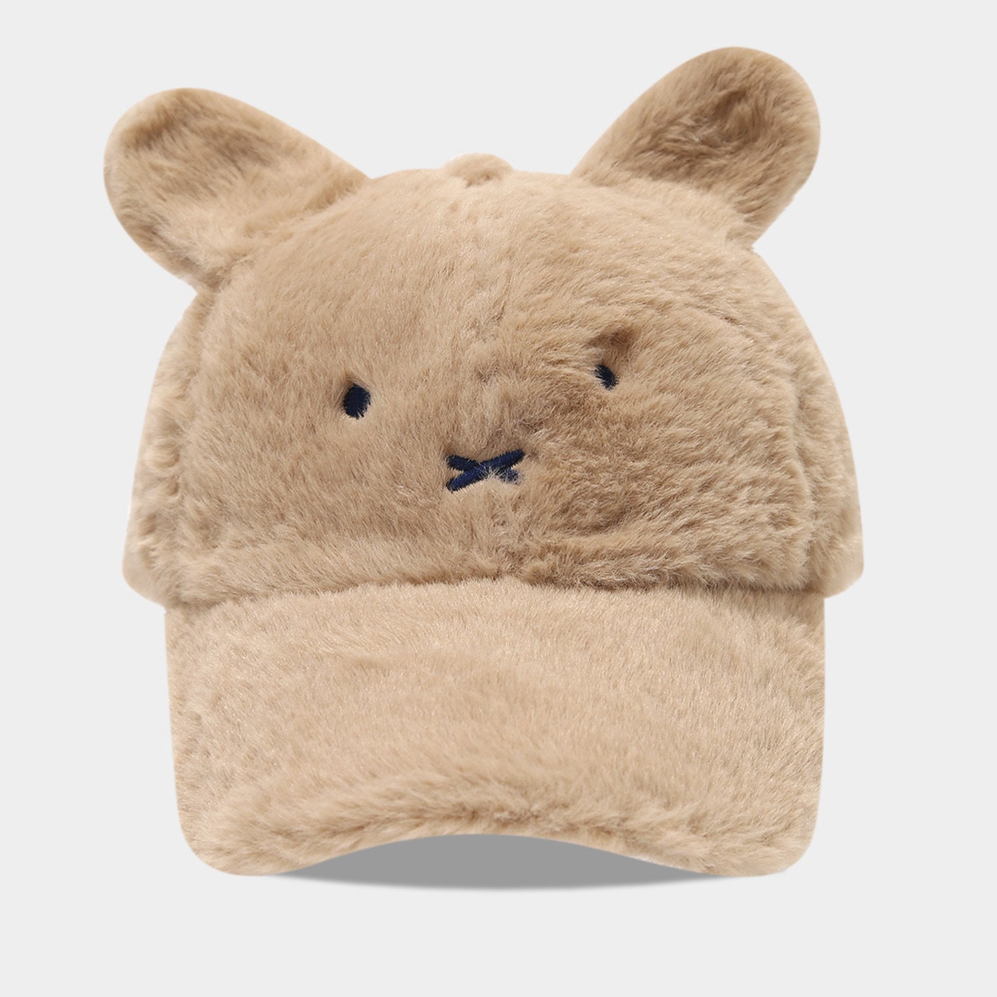 Cute Faux Rabbit Fur Baseball Cap with Ears