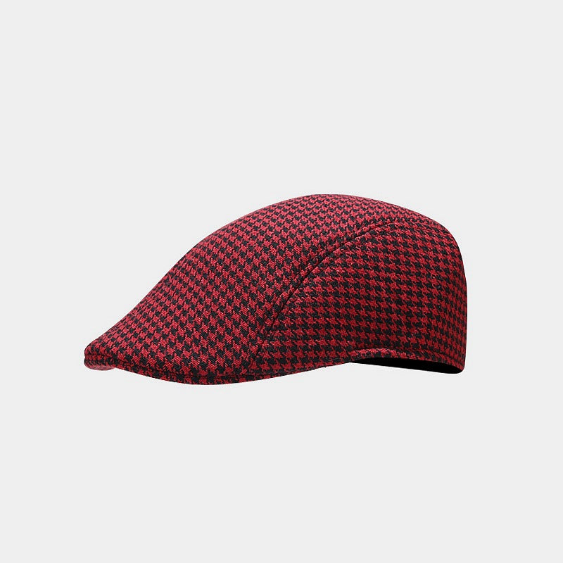Chic Houndstooth Beret: British Style Winter Hat