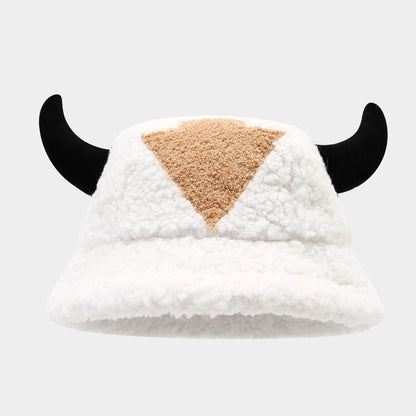 Creative Horn Ear Lamb Wool Bucket Hat