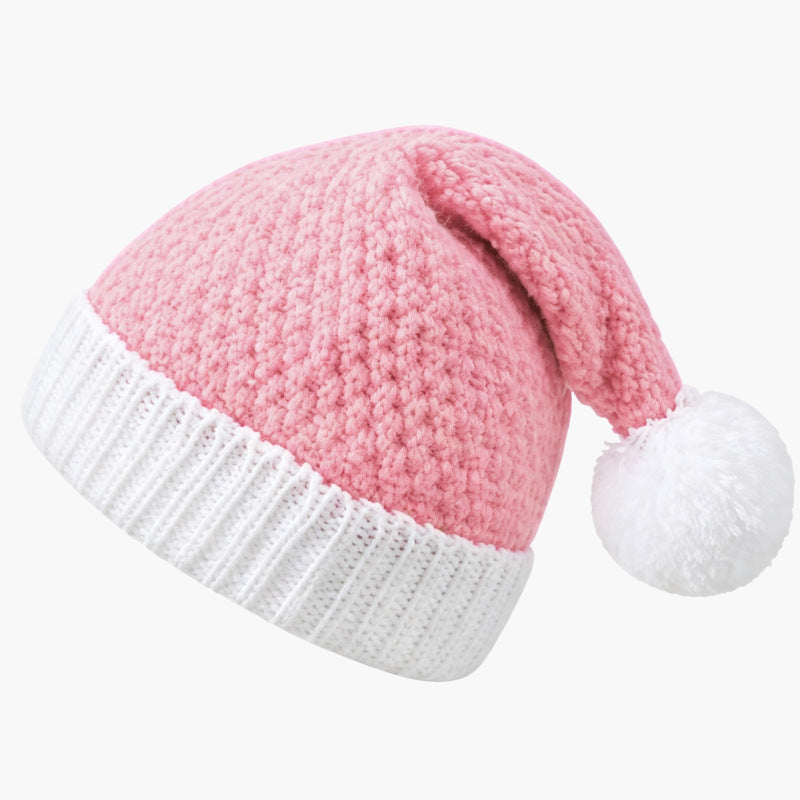 Cross-Border Knit Christmas Hat for Women – Autumn/Winter Warm Pineapple-Texture Pom-Pom Beanie, Holiday Costume Wool Hat for Men