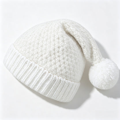 Cross-Border Knit Christmas Hat for Women – Autumn/Winter Warm Pineapple-Texture Pom-Pom Beanie, Holiday Costume Wool Hat for Men